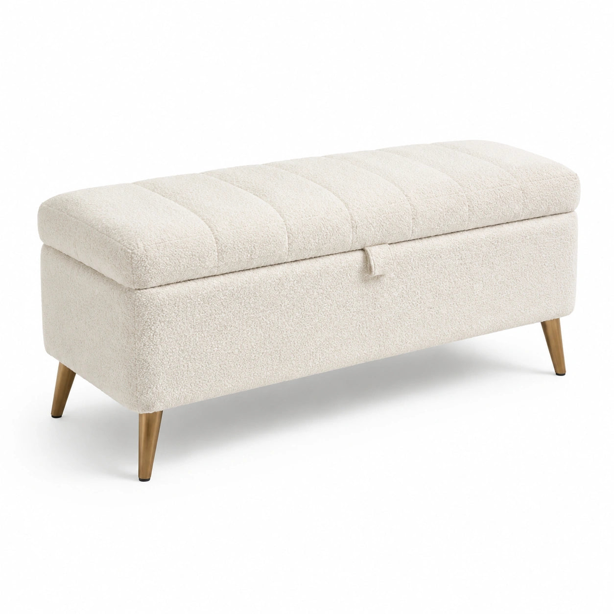 Aufbewahrungsbank rechteckig beige Bouclé 120cm