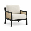 Sessel Holzrahmen Cremeweiß Bouclé Rattan
