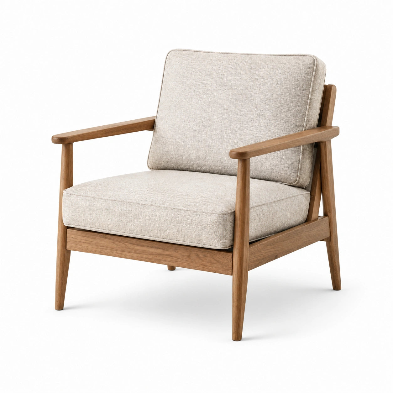 Eichenholzstuhl mit Polyesterbezug Beige