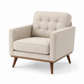 Polstersessel Leinenmischgewebe Beige mit Massivholzrahmen