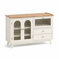 Sideboard Cremeweiß Eichenholz Riffelglas 120x80x40cm