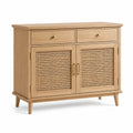 Sideboard aus Eiche und Rattan mit 2 Schubladen