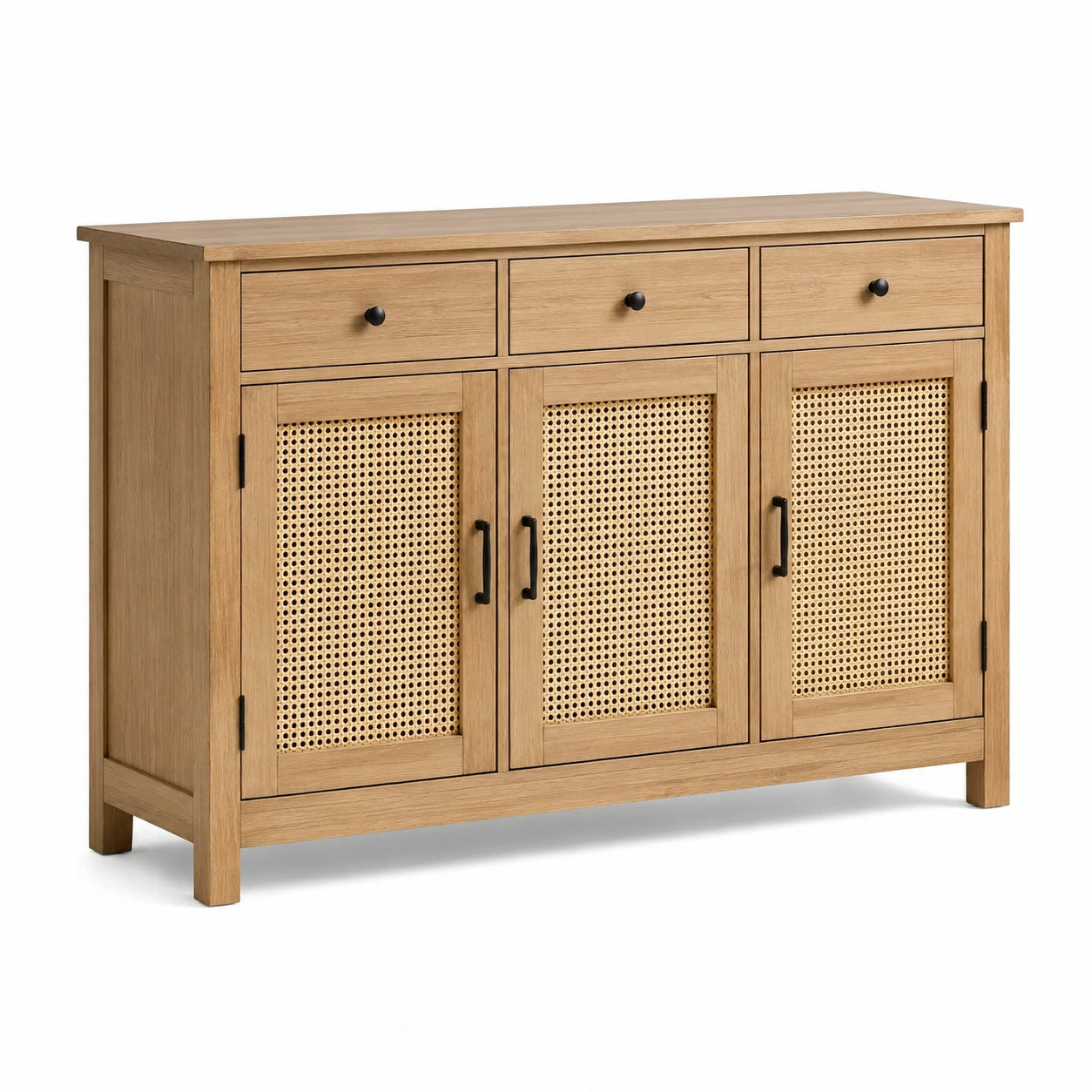 Sideboard Eichenholz und Naturgeflecht 120x40x85cm