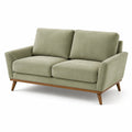 2-Sitzer Sofa aus Baumwollsamt Grün mit Holzbeinen