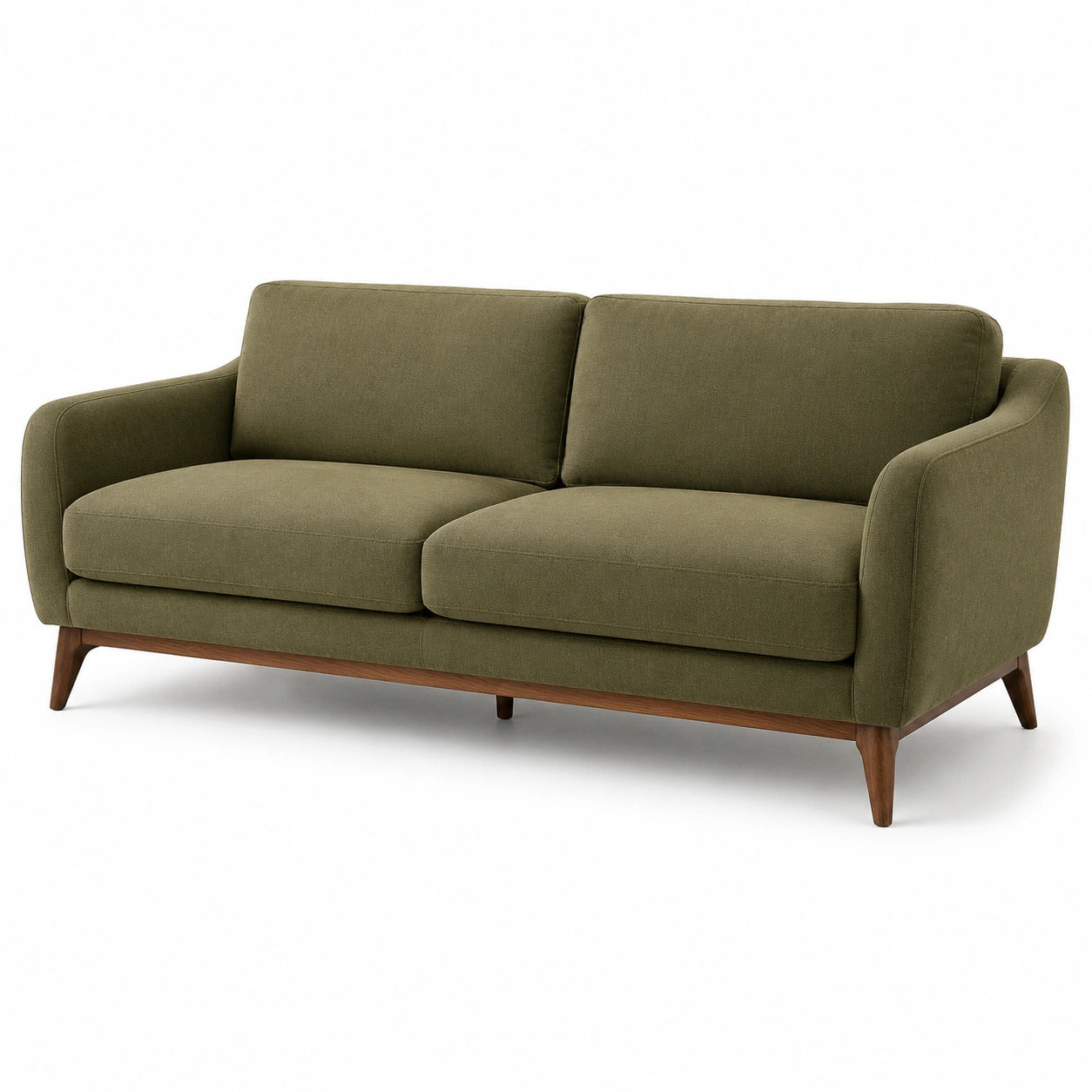 3-Sitzer Sofa in Massivholz und Polyester, Grün, 210 cm