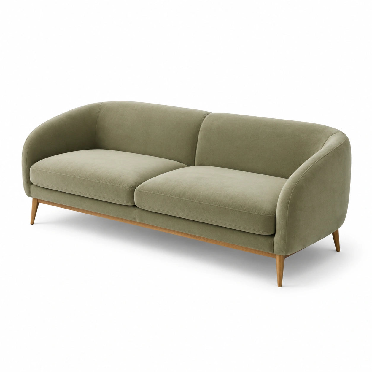 3-Sitzer Sofa Grün Samt Massivholz