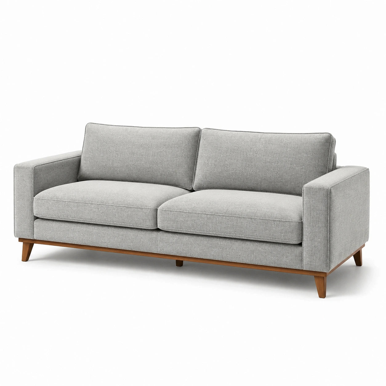 3-Sitzer Sofa aus grauem Leinen mit Holzbeinen 220 cm