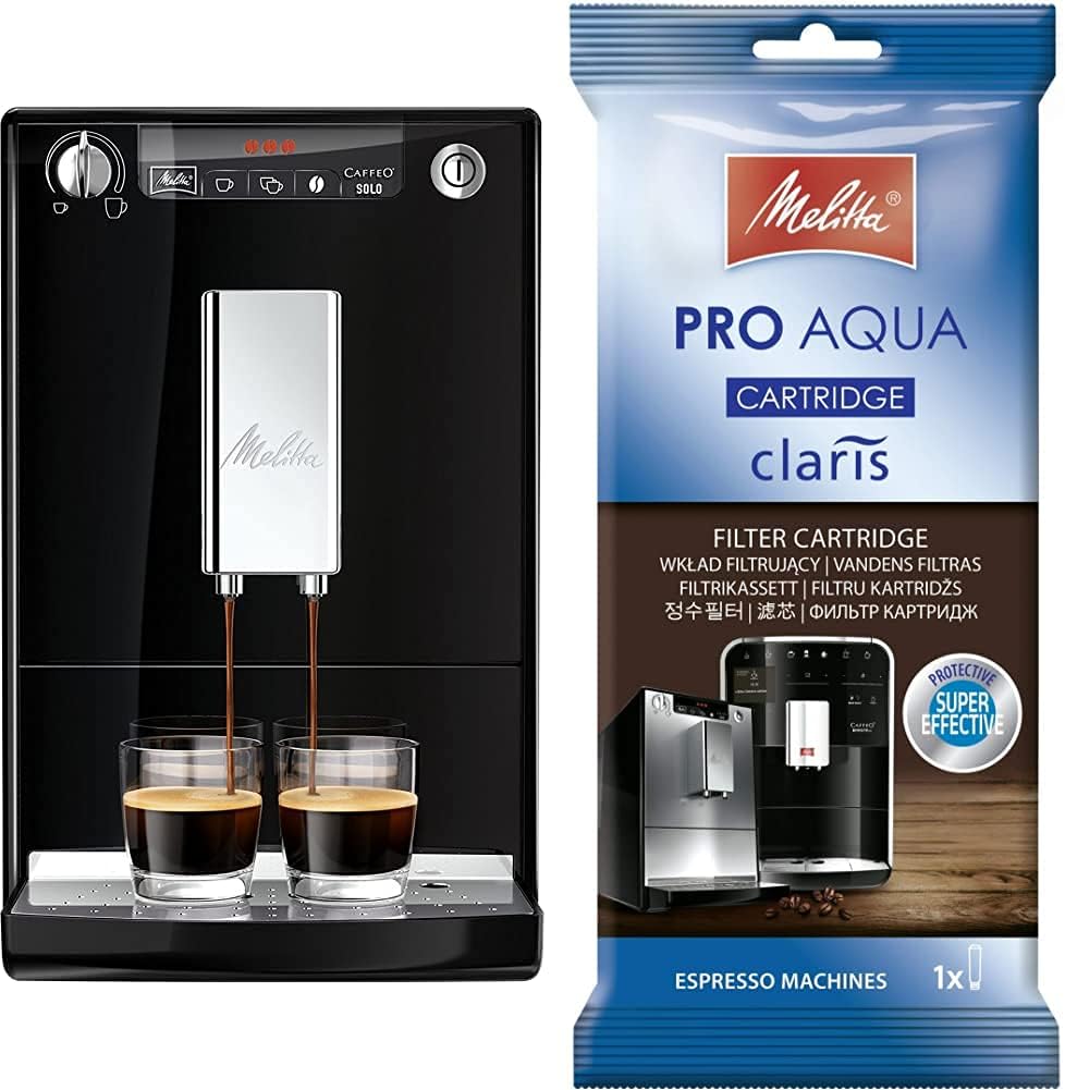 Melitta E950-101 Kaffeevollautomat, 15 Bar, höhenverstellbar, mit LED, Schwarz/Silber
