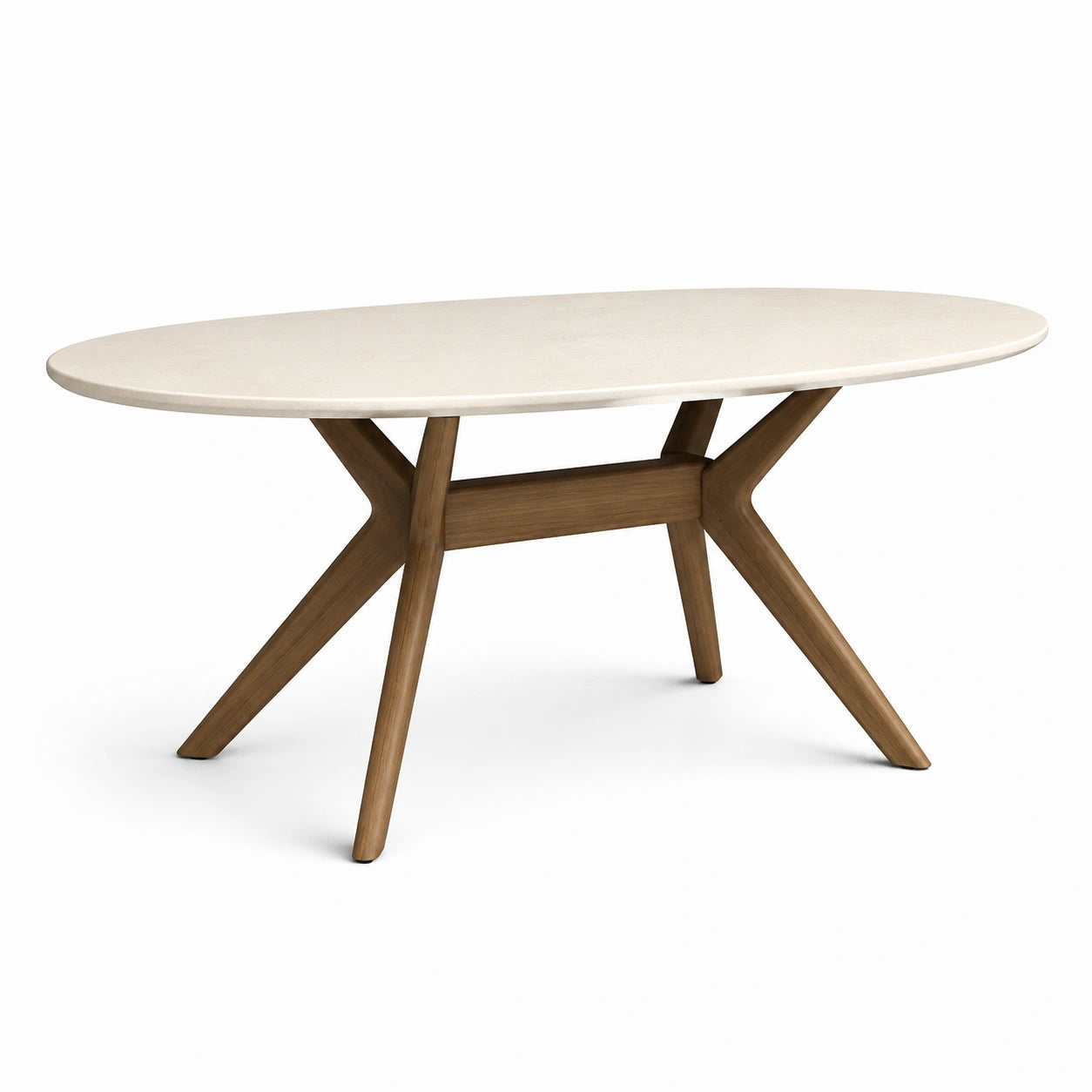 Ovaler Esstisch mit Marmorimitat und Walnussholz 180x90x75cm