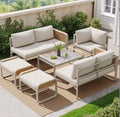 Gartenmöbel-Set, verstellbar, aus Polyrattan, für den Garten, Beige, DRIXNO
