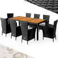 Gartenmöbel-Set, 190 × 90 cm, wasserabweisend, verstellbar, aus Polyrattan, für den Garten und die Terrasse, Schwarz/Braun, Casaria