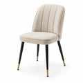 Esszimmerstuhl aus Polyester mit Metallbeinen, beige