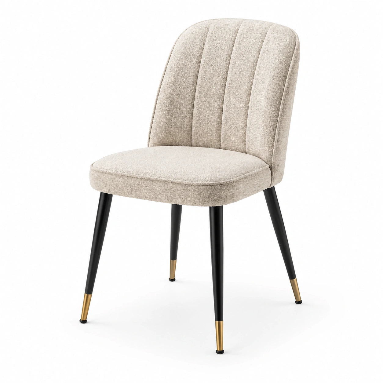 Esszimmerstuhl aus Polyester mit Metallbeinen, beige