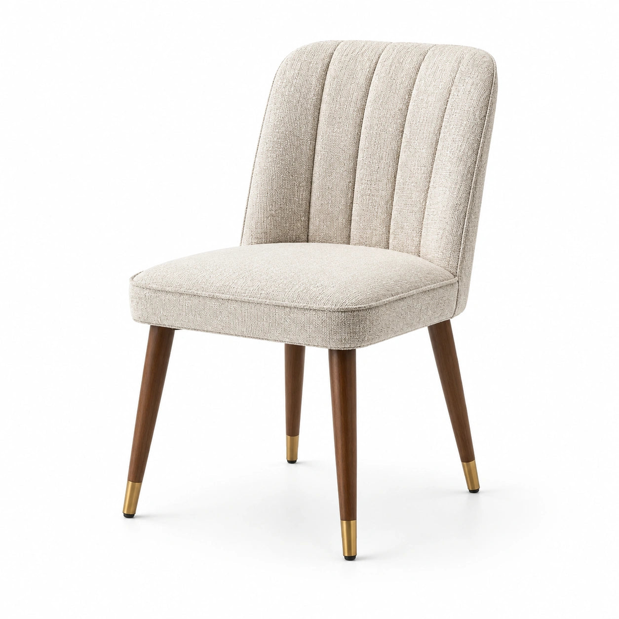 Esszimmerstuhl Stoff Beige mit Holzbeinen