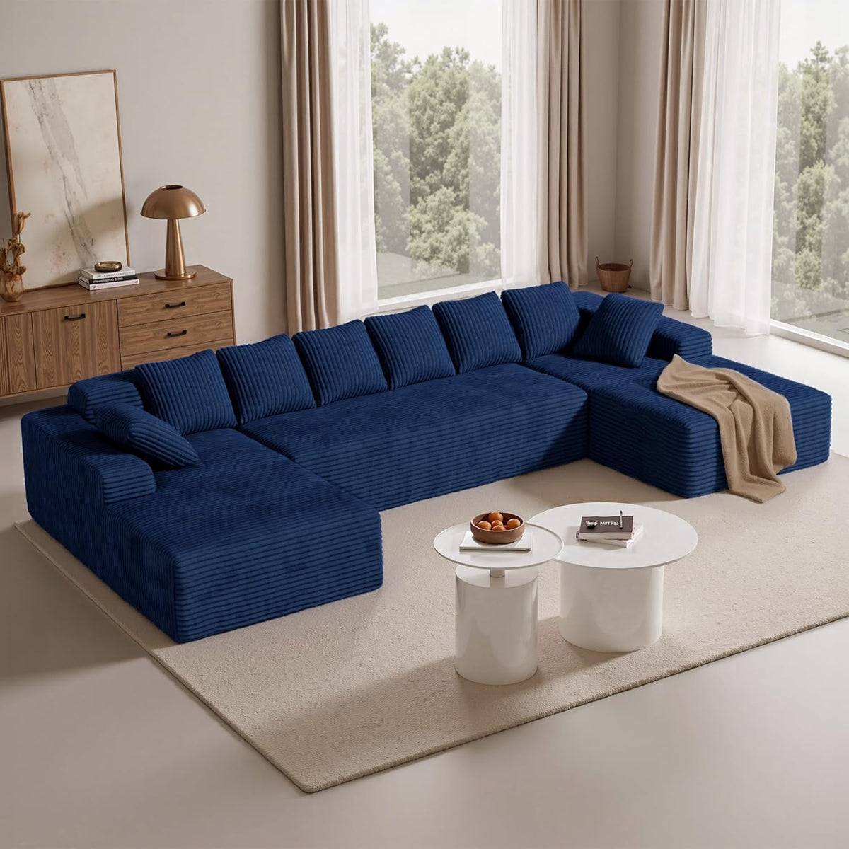 Sofa, aus Stoff, für das Wohnzimmer, Blau, Aivermeil