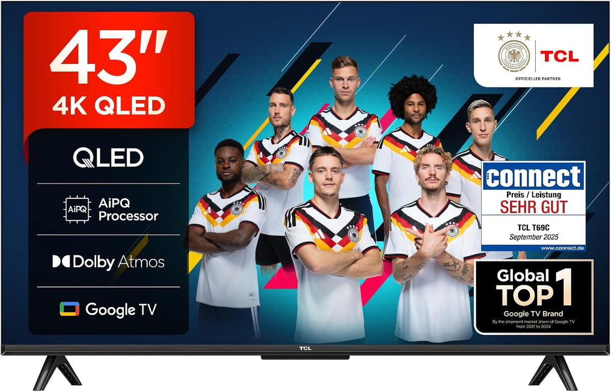 TCL 43T69C 43 Zoll QLED Smart-TV, mit LED, Schwarz
