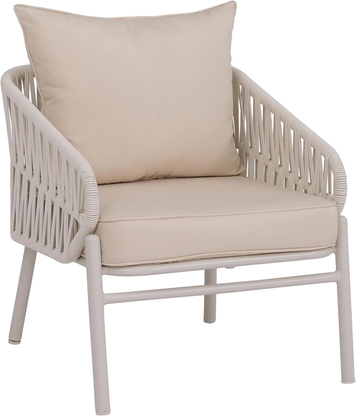 Mendler HWC-P90 Sessel, 180 g, wasserabweisend, für den Garten, aus Aluminium und Stoff, Creme