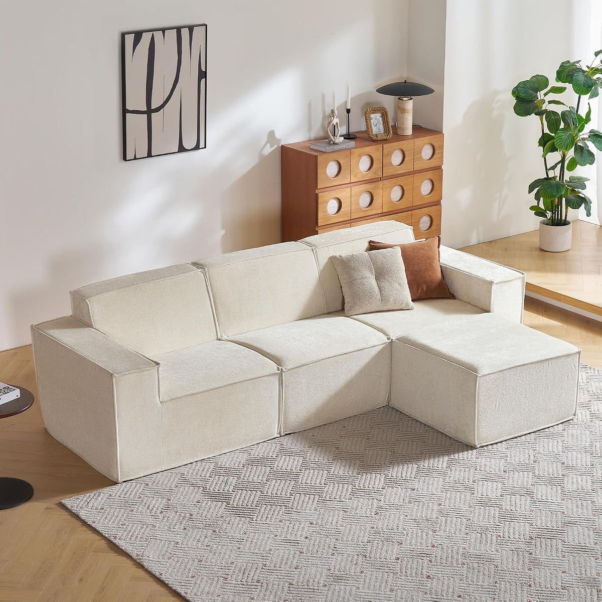 Sofa, 266 cm, für das Wohnzimmer, Weiß, LINSY HOME