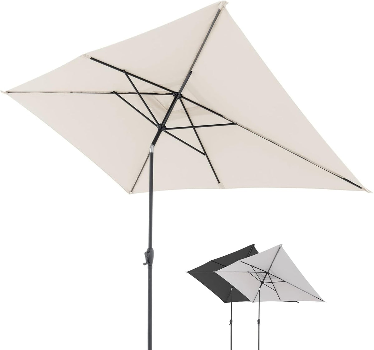 Doppler Sonnenschirme, 300 × 200 cm, für den Garten und die Terrasse, Beige/Schwarz/Grau