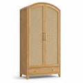 Kleiderschrank Eiche Holz Rattan 200x100x50cm