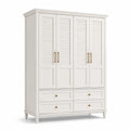 Garderobenschrank mit Lamellen-Design in Weiß aus MDF
