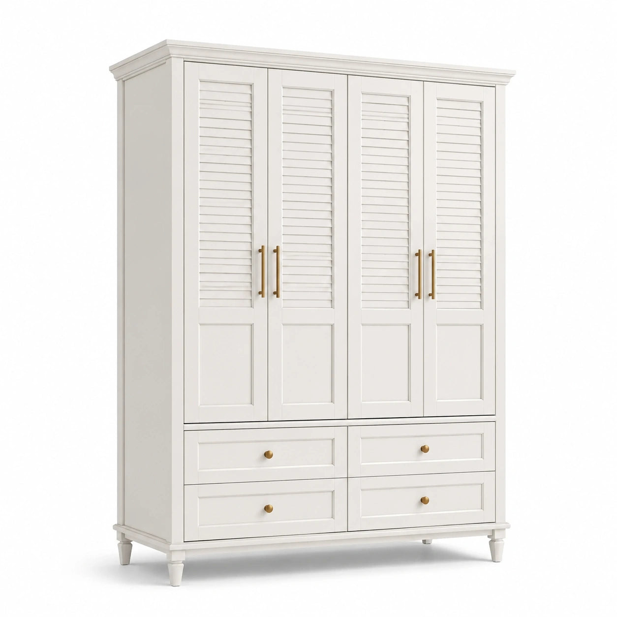 Garderobenschrank mit Lamellen-Design in Weiß aus MDF