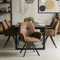 MEUBLE COSY Sessel, aus Metall und Leder, für die Küche, Braun