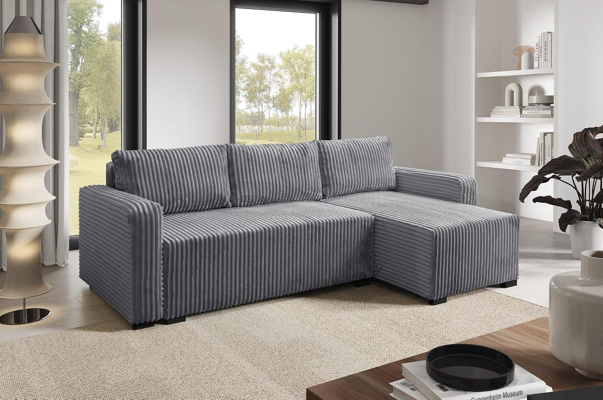 Sofa, 232 × 145 cm, mit Stauraum, Grau, LIKMA