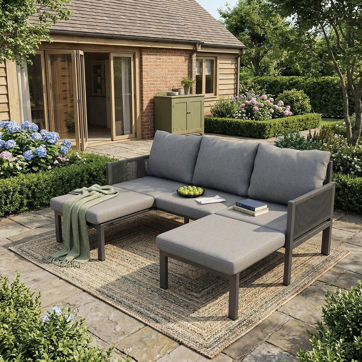 Gartenmöbel-Set, für den Garten, Grau, Lahoomu