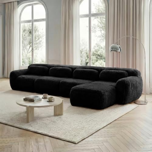 Sofa Ecksofa L, aus Stoff, Schwarz, vutizal