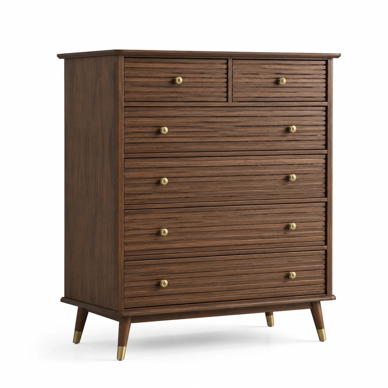 Kommode Holz mit 6 Schubladen und Messinggriffen