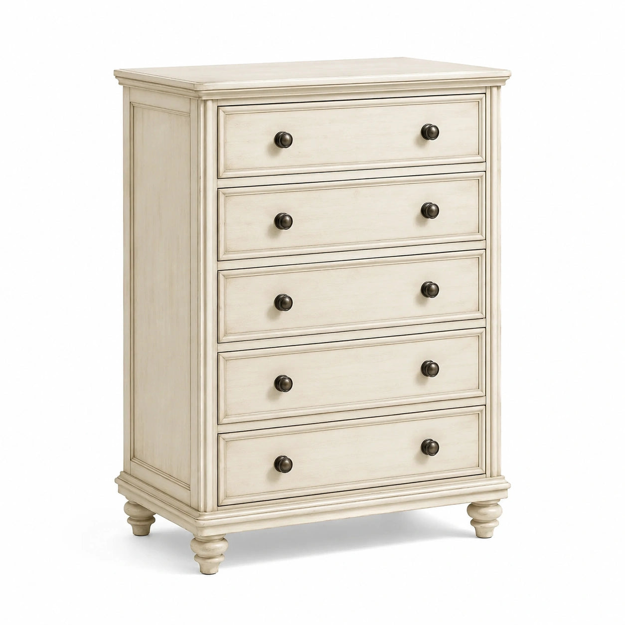 Kommode mit 5 Schubladen Holz Beige 120cm Höhe