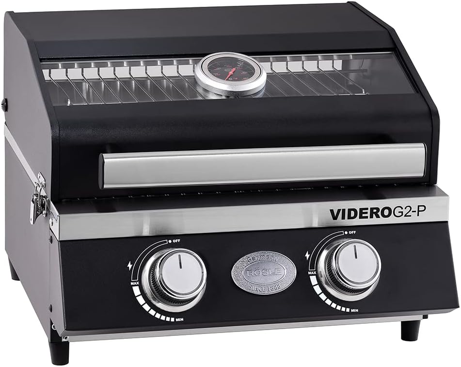 RÖSLE G2-P Propangrills, aus Edelstahl und Stahl, Schwarz/Silber