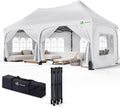 Gartenpavillon, 3 × 6 m, mit 6 Seitenteilen, UV-Schutz 50+, wasserdicht, winterfest, für den Garten, Weiß, VOUNOT
