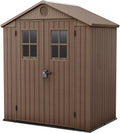 Gerätehaus, 6 × 4 m, mit Vorhängen, für den Garten, Braun, Keter