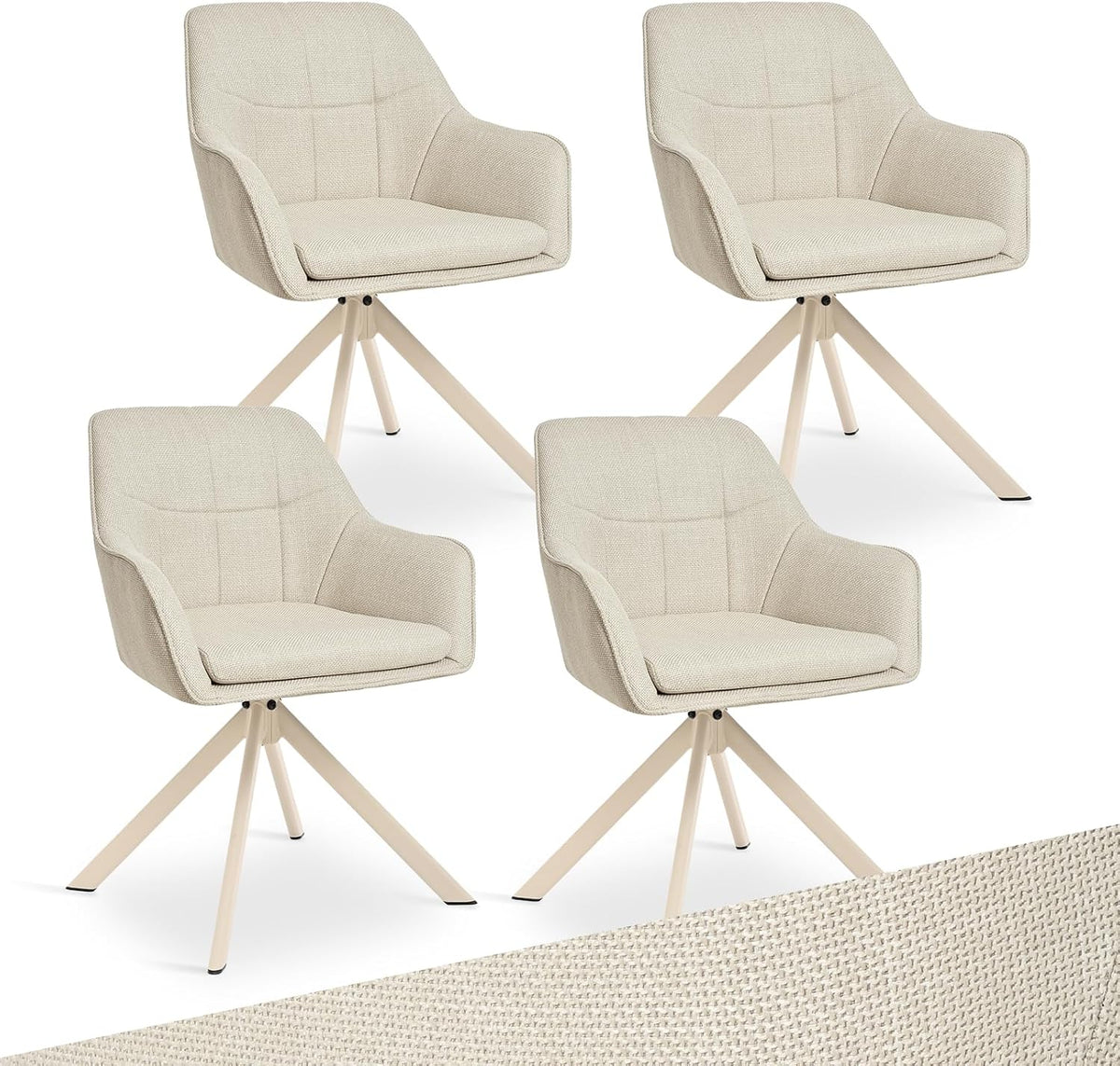 Esszimmerstühle, aus Metall, für das Büro und die Küche, Beige, Goeurvant