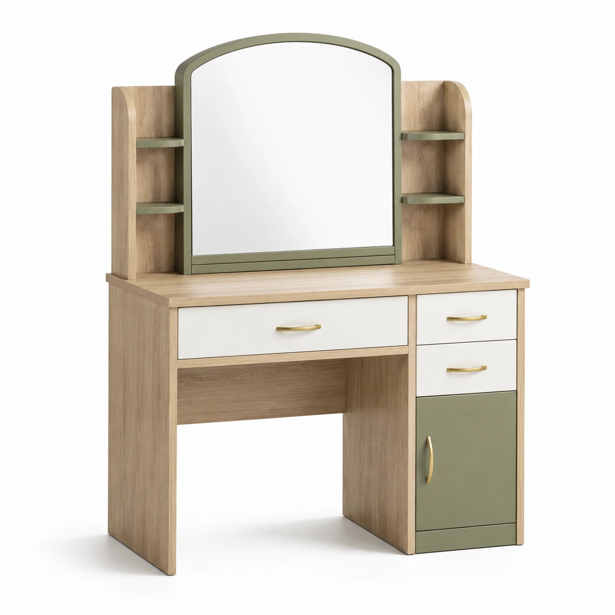 Schminktisch mit Spiegel MDF und Spanplatte Beige/Grün