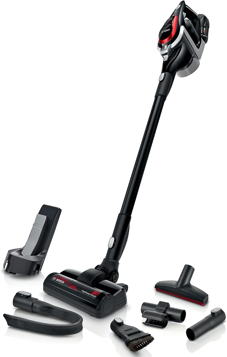 Bosch BSS81POW1 Staubsauger, kabellos, mit USB, Schwarz/Rot/Silber