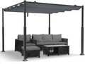 Pergola, 3 × 3 m, aus Metall, für den Garten und die Terrasse, Dunkelgrau/Schwarz, VOUNOT