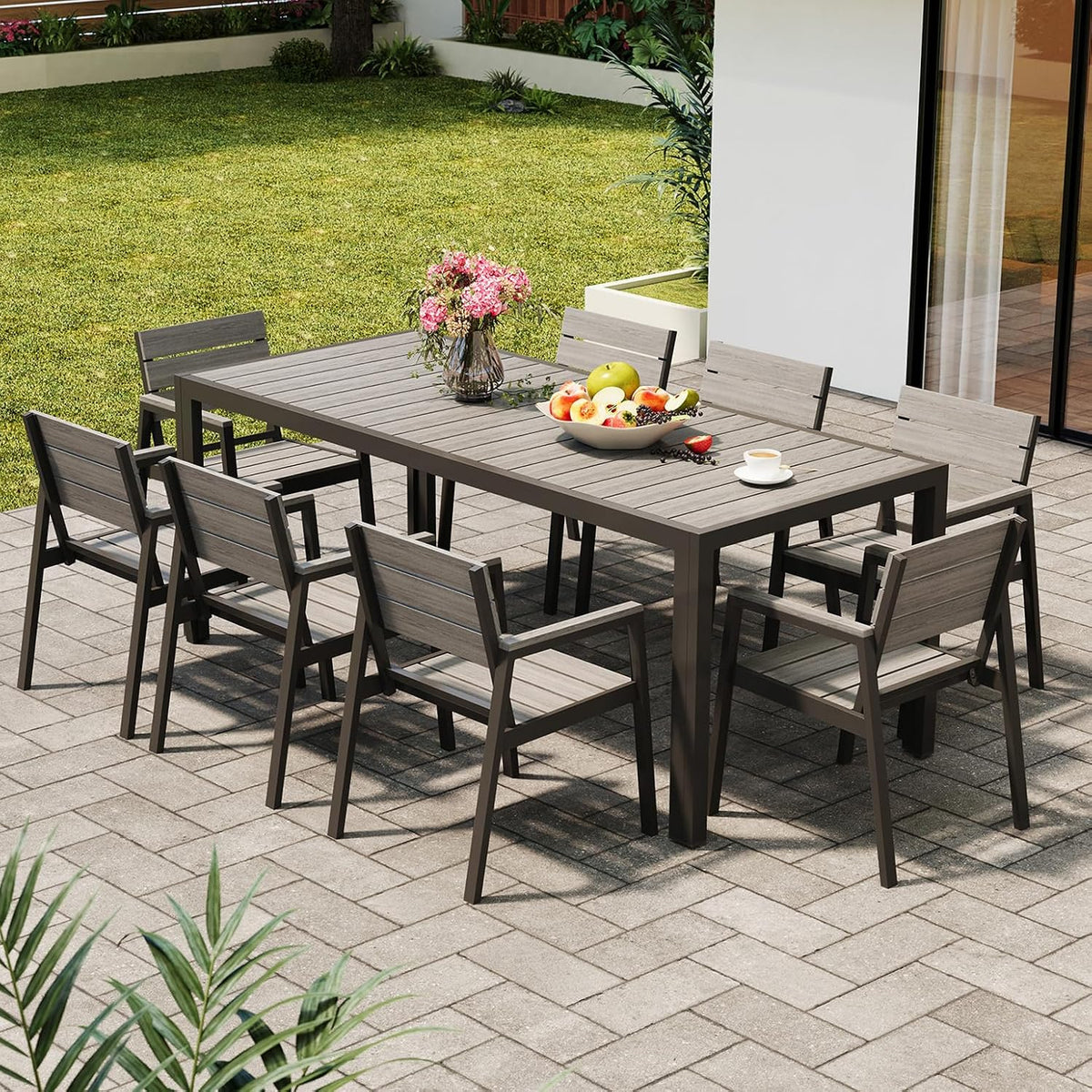 Gartenmöbel-Set, mit USB, für den Garten, Dunkelgrau, Devoko