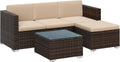 Gartenmöbel-Set GGF005K03, für den Garten und die Terrasse, aus Polyrattan und Glas, Braun/Taupe, SONGMICS