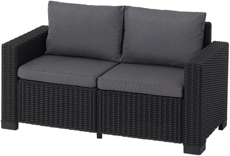 Sofa, 141 × 68 × 72 cm, wasserdicht, für den Garten, aus Polyrattan und Kunststoff, Graphit/Cool Grey, Allibert