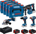 Bosch PRO 18V System Combo Akku-Bohrschrauber, 12 V, 5.0 Ah, Blau/Schwarz/Rot