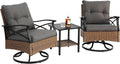 Gartenmöbel-Set, wasserabweisend, für den Garten und die Terrasse, aus Stahl und Polyrattan, Grau/Braun/Schwarz, kowdom