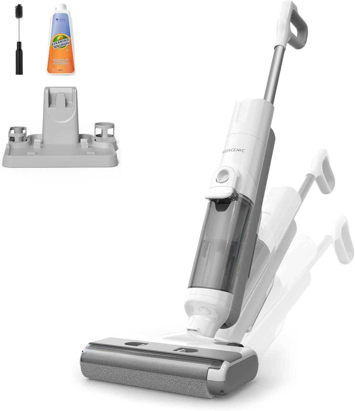 Proscenic F10 ULTRA Nass- und Trockensauger, 1.3 L, 0,7 mm, mit LED, mit Selbstreinigung, Weiß/Grau