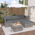 Gartenmöbel-Set, verstellbar, mit Stauraum, für den Garten und die Terrasse, aus Polyrattan, Grau, kozamas