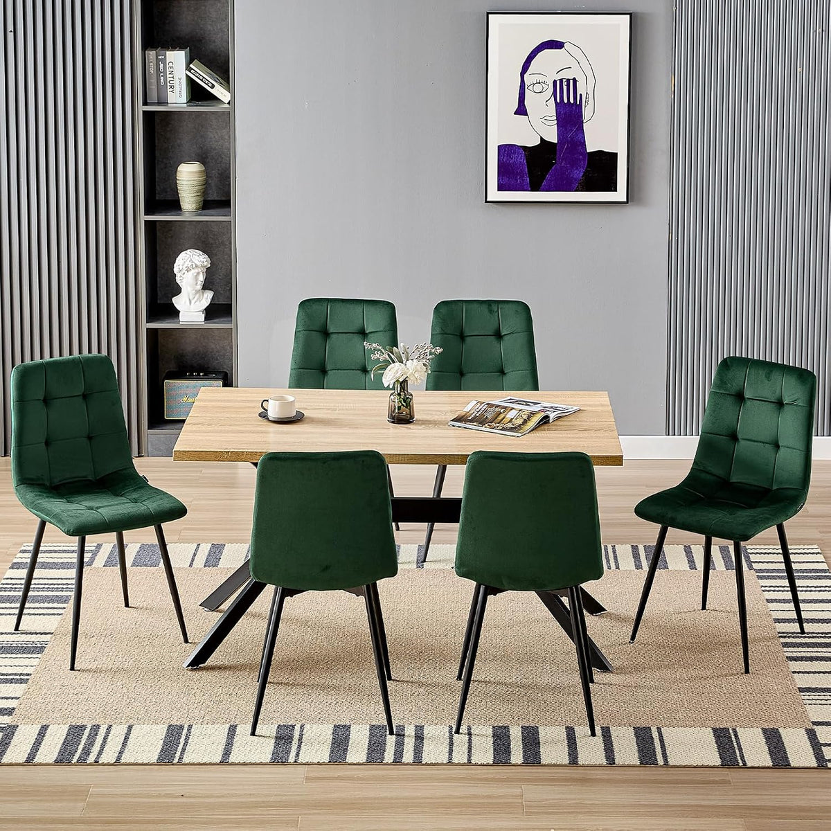 Essgruppe, 140 × 80 × 76 cm, aus Metall, verstellbar, für das Wohnzimmer und die Küche, LEWE