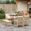 Gartenmöbel-Set, 110 × 106 cm, klappbar, mit Stauraum, für den Garten und die Terrasse, aus Polyrattan und Glas, Beige, ATOMSTACK MAKER