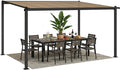 Outsunny Anbaupergola 3 Pergola, 3,8 × 3 m, wasserdicht, aus Aluminium, Dunkelgrau/Beige