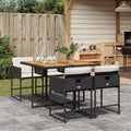 Gartenmöbel-Set Creme-5-tlg, aus Polyrattan, klappbar, für den Garten, Schwarz/Creme, Hoodmeel